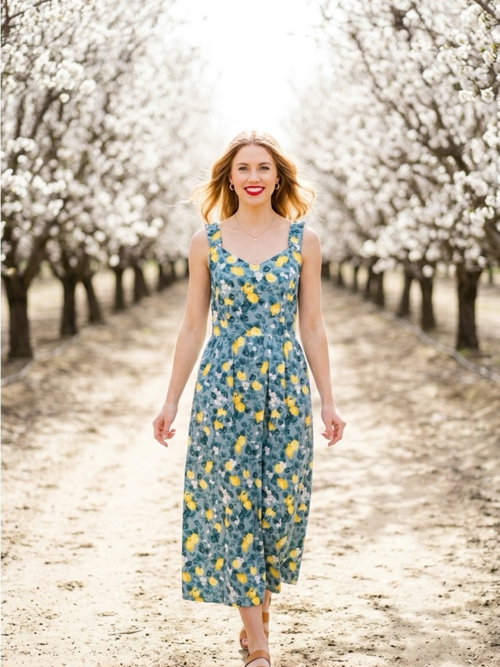 Dip Lemon Print Midi Dress